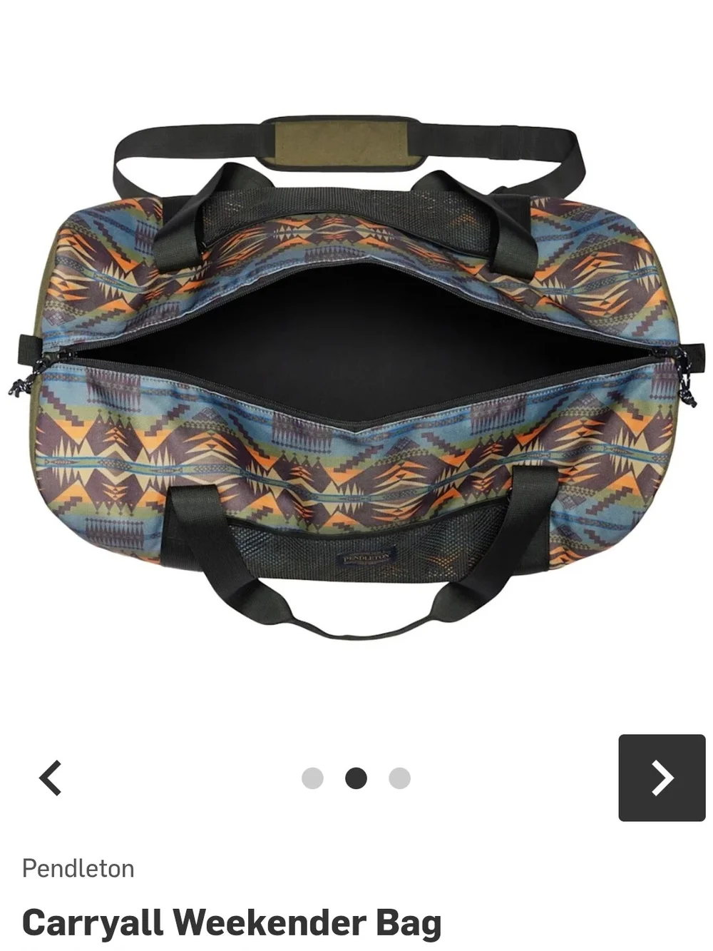 Pendleton Olive & Multicolor Tribal Carryall Weekender